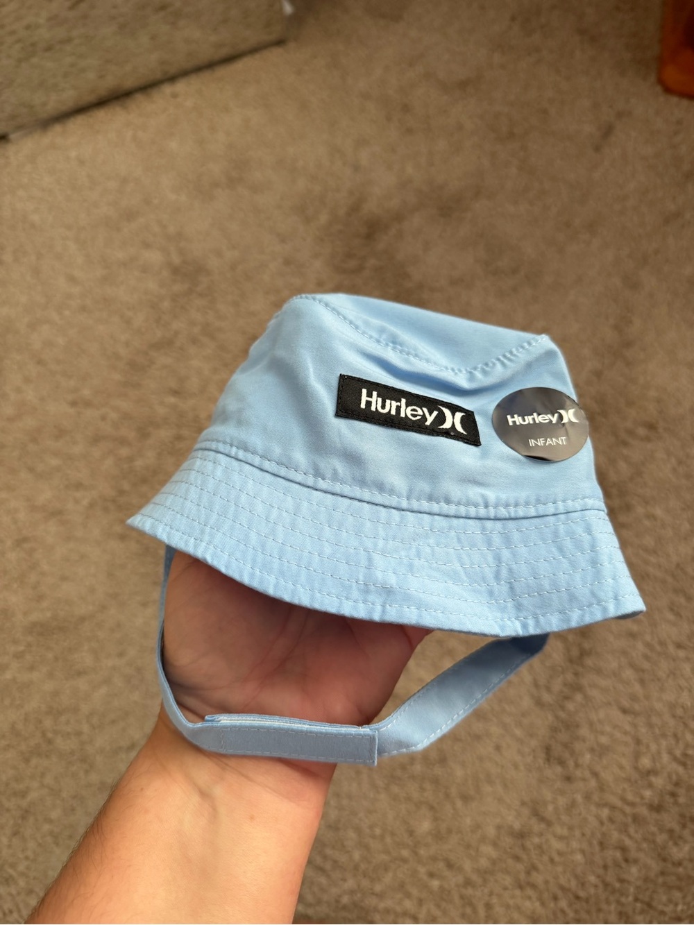 Hurley Baby Blue Bucket Hat with Chin Strap